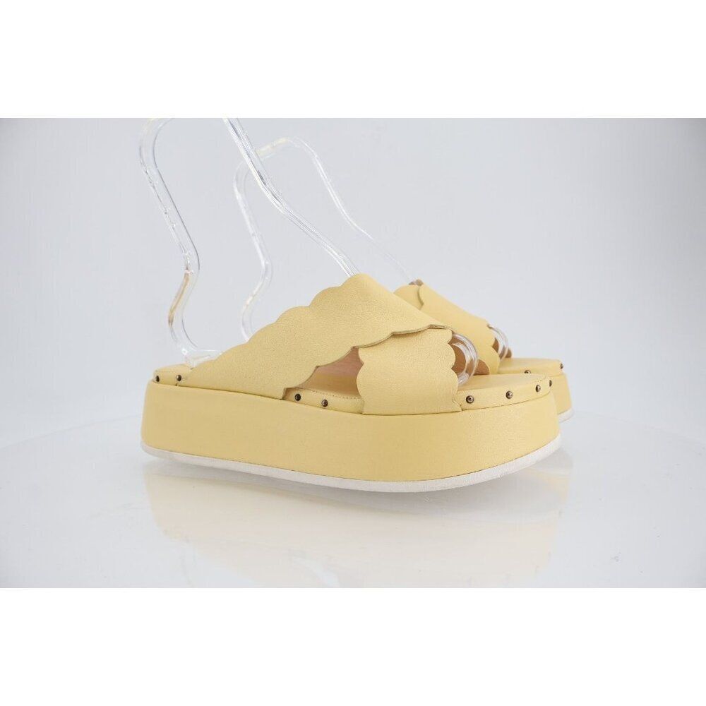 AGL Women's NOA Sandal Size 40 10 Platform Chunky Sole Yellow Leather Shoe